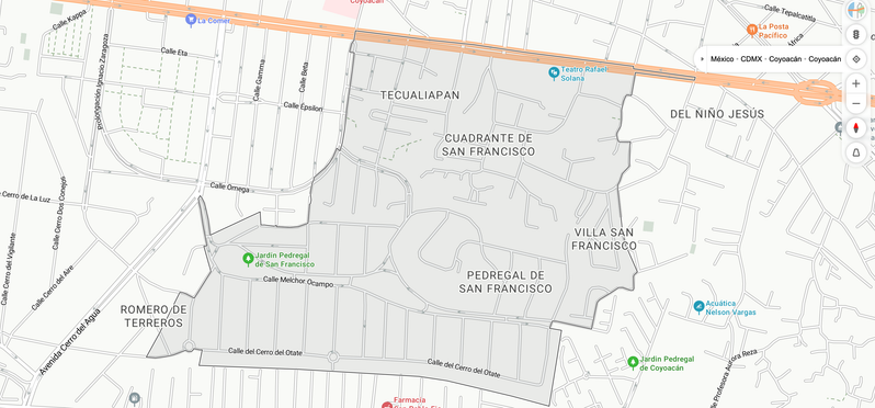 Mapa de ubicación de Coyoacán, Ciudad de México